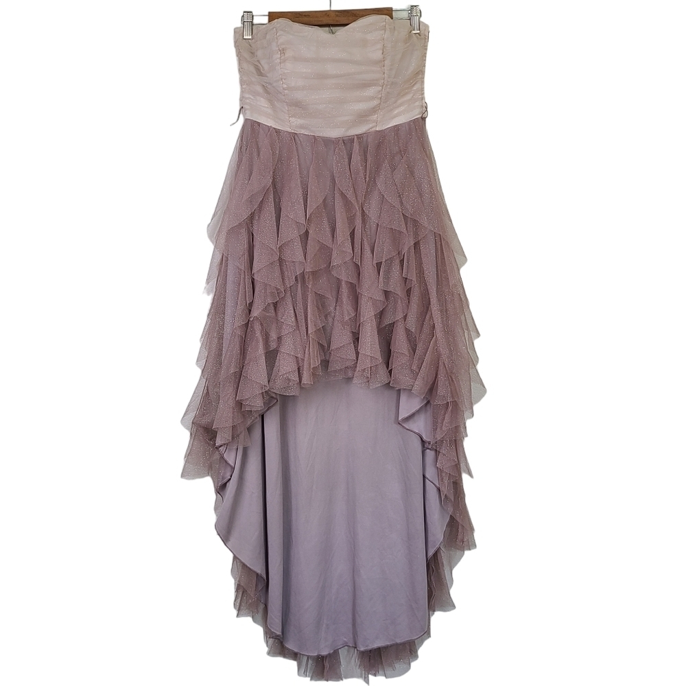Deb Juniors Dusty Rose Cream Sparkly High Low Tulle Tube Dress Size 11